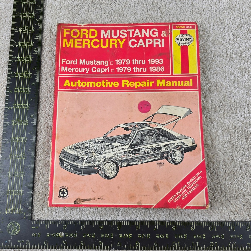 Haynes Repair Manual Ford Mustang Mercury Capri 1979-1993 Red 36050